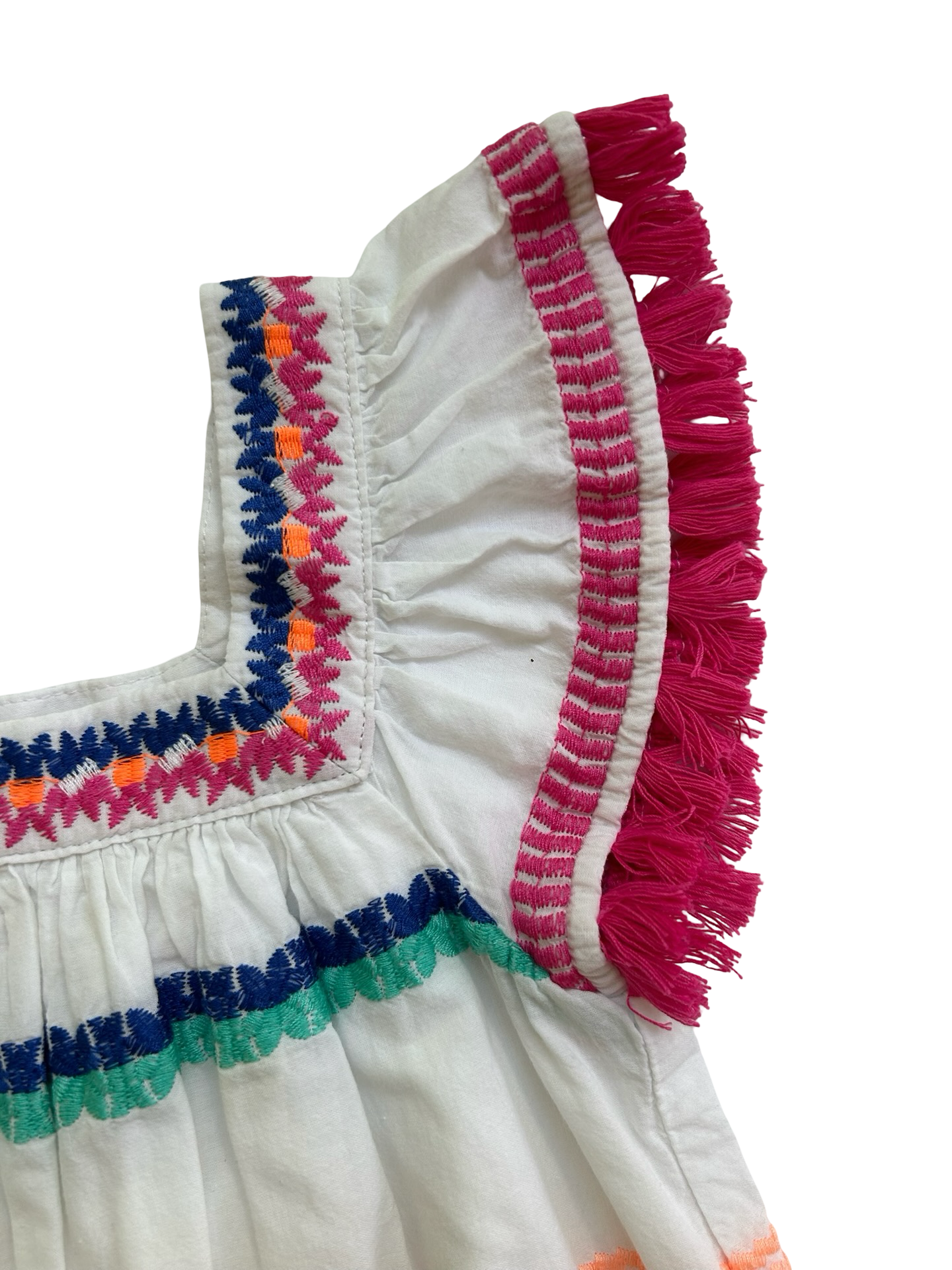 XS 4T-5T  Toddlers Girls Bohemian Tassel Embroidered Summer Dress.