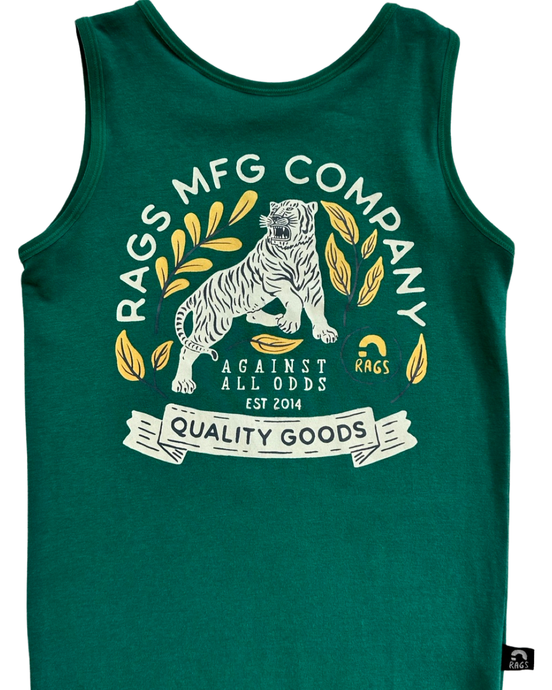 2T Toddler Boy RAGS to Raches Green RAGs MFG Company Tank Romper with Tiger