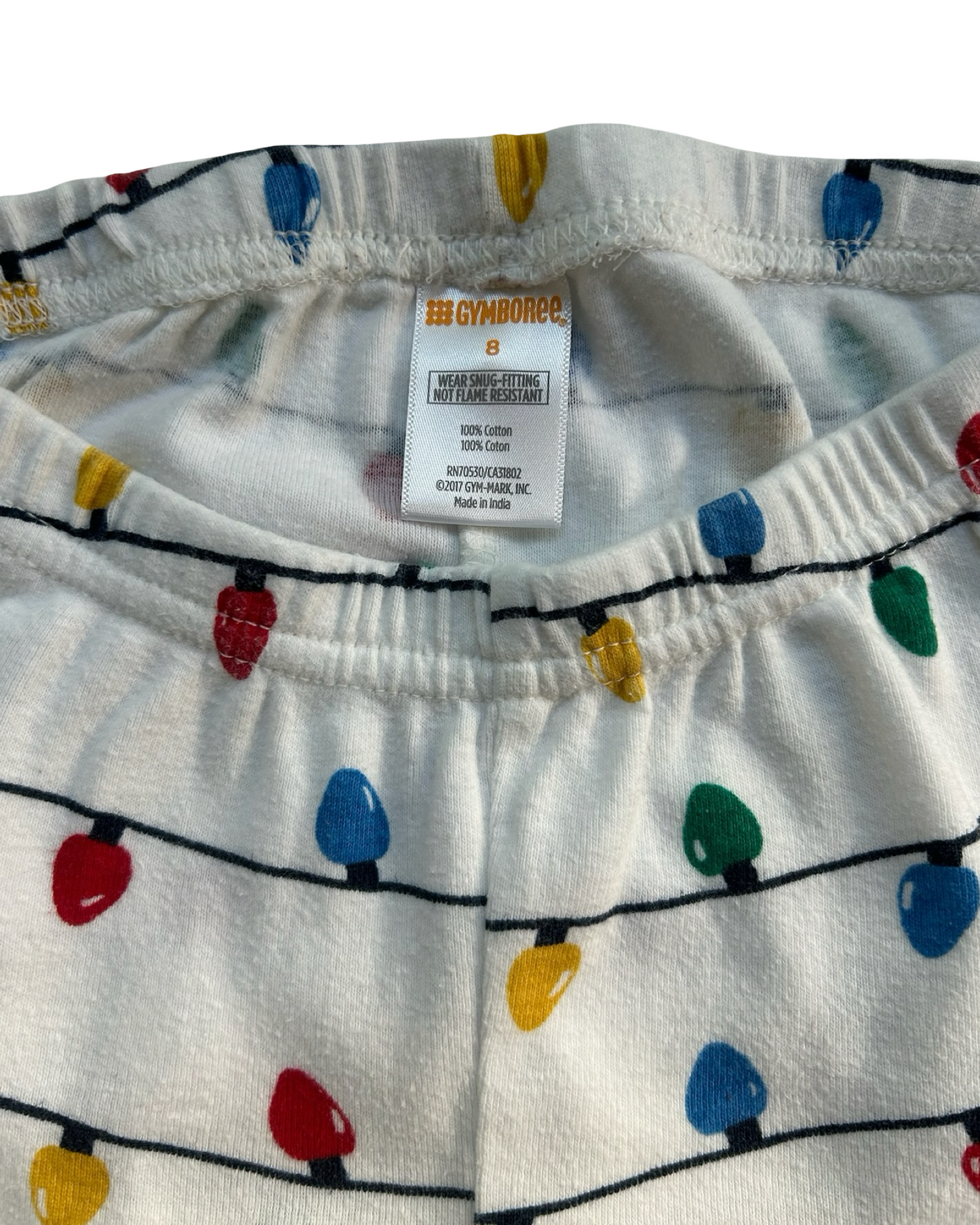 8T Toddler Boys Gymboree Christmas Lights Gymmies Cotton Pjs 2 Piece Set Sleepwear.