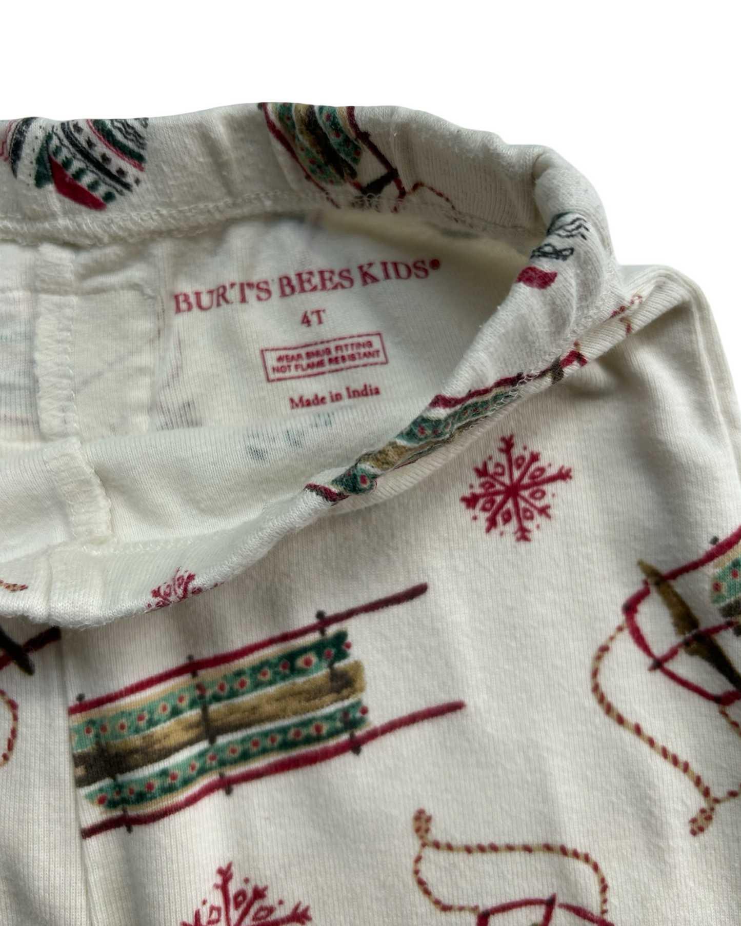 4T Toddler Girls/Boys (UNISEX) Burt’s Bees Kids Winter Christmas Organic Cotton 2 Piece Pjs Set