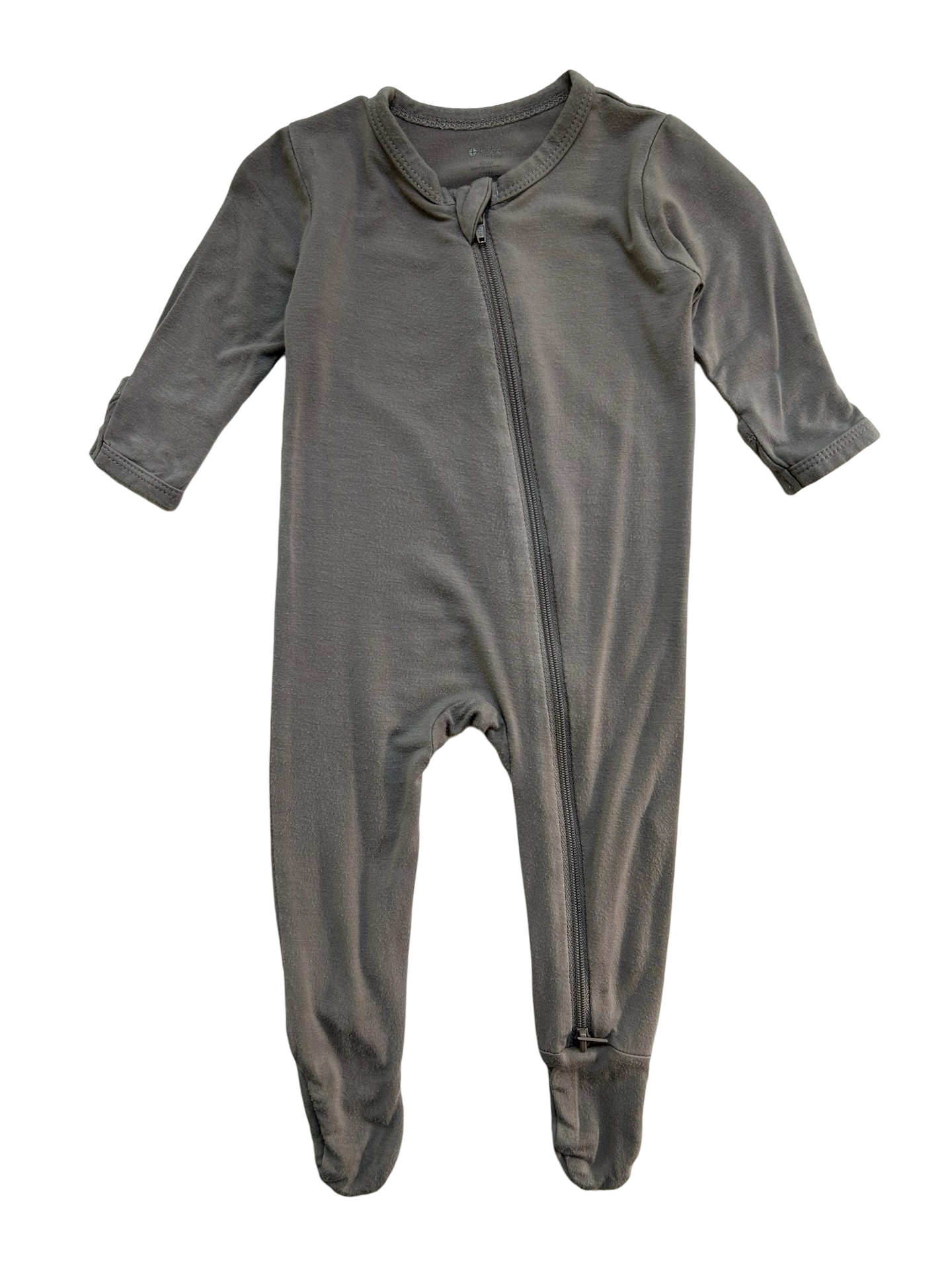 0-3M Baby Boy / Girl Kate Baby, Solid Gray Bamboo Long Sleeve Sleeper Pajamas