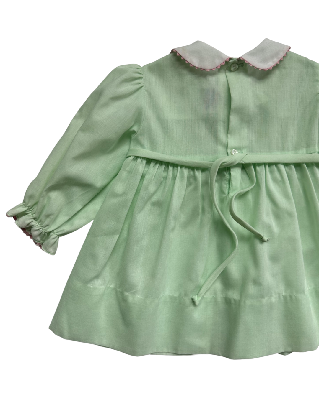 24M Baby Girl Polly Flinders Mint Green and Pink Smocked Vintage Dress