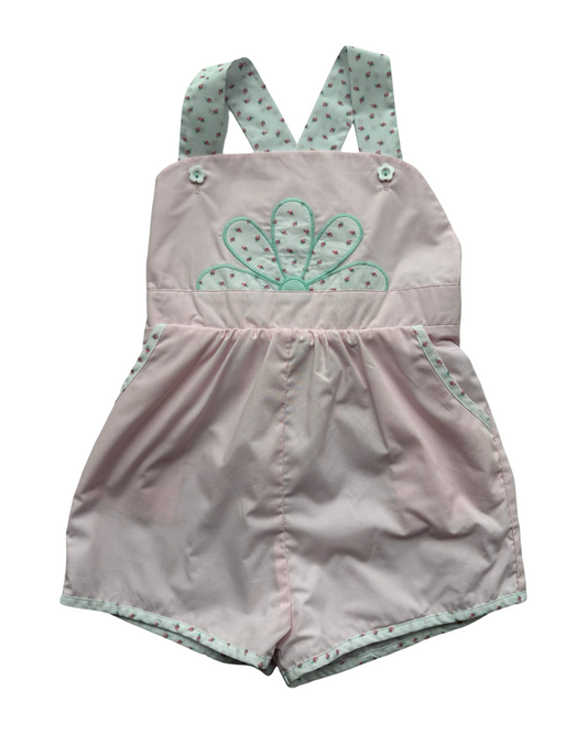 4T Toddler Girl TBBC The Beaufort Bonnet Company Palm Beach Pink Ruthie Romper with Flower Appliqué