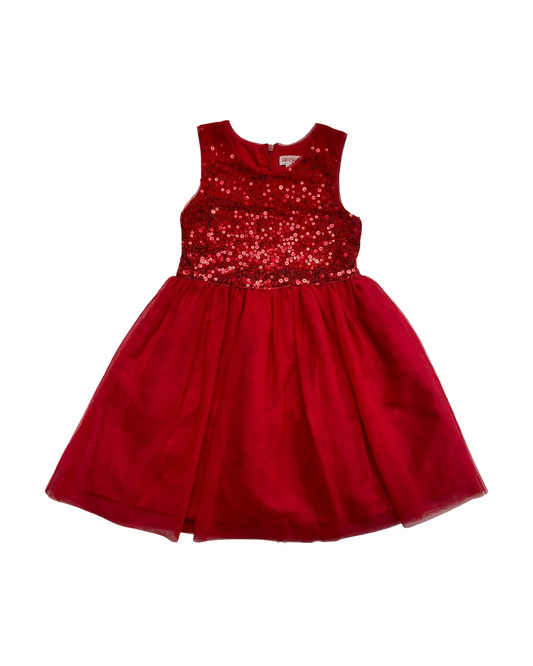 S 6/6X  Toddler Girls Cat & Jack Sleeveless Tulle Sequins Red Holiday Dress.