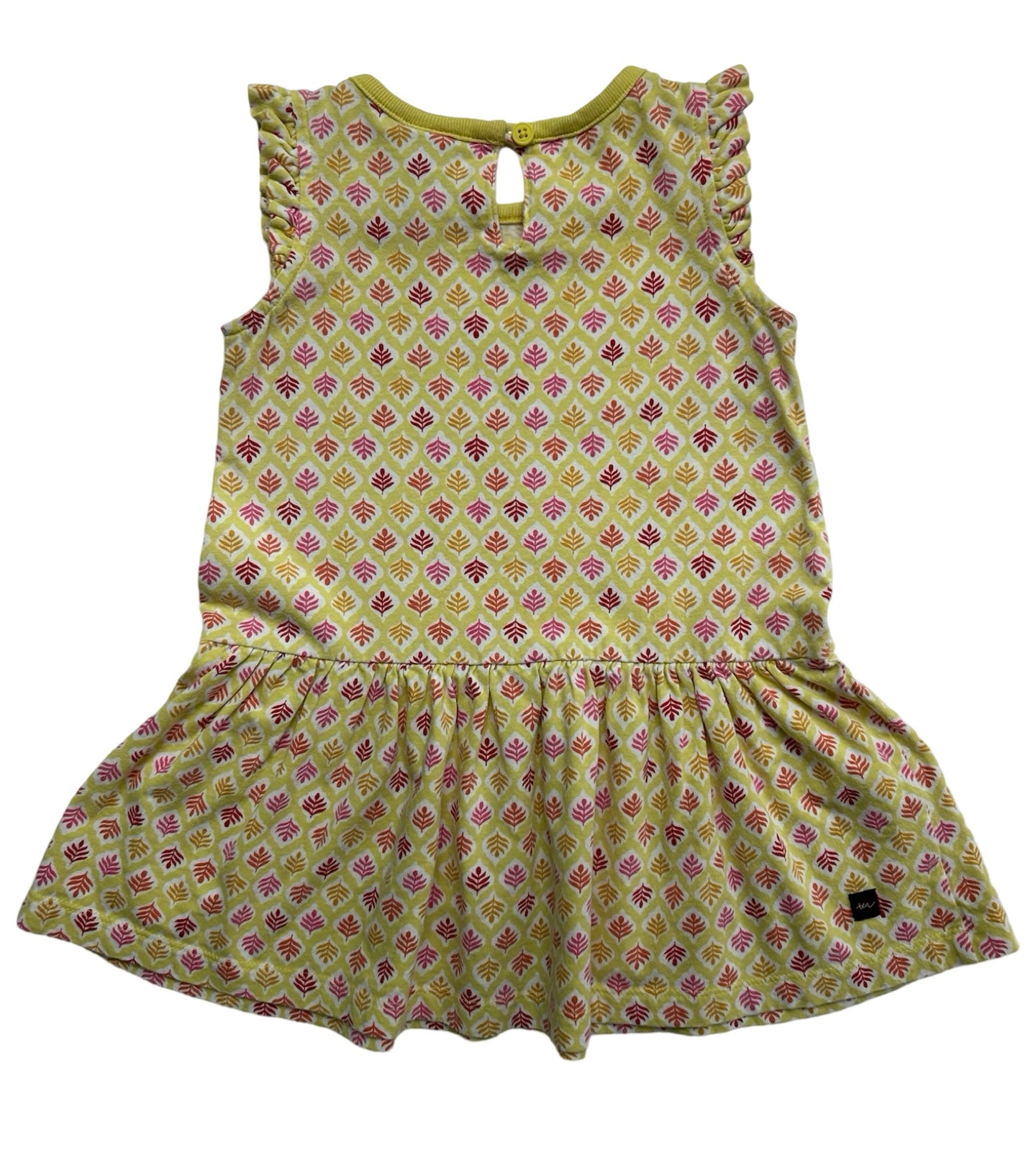 18M - 24M Baby Girls Tea Collection Yellow Floral Print Dress Cotton Sleeveless .