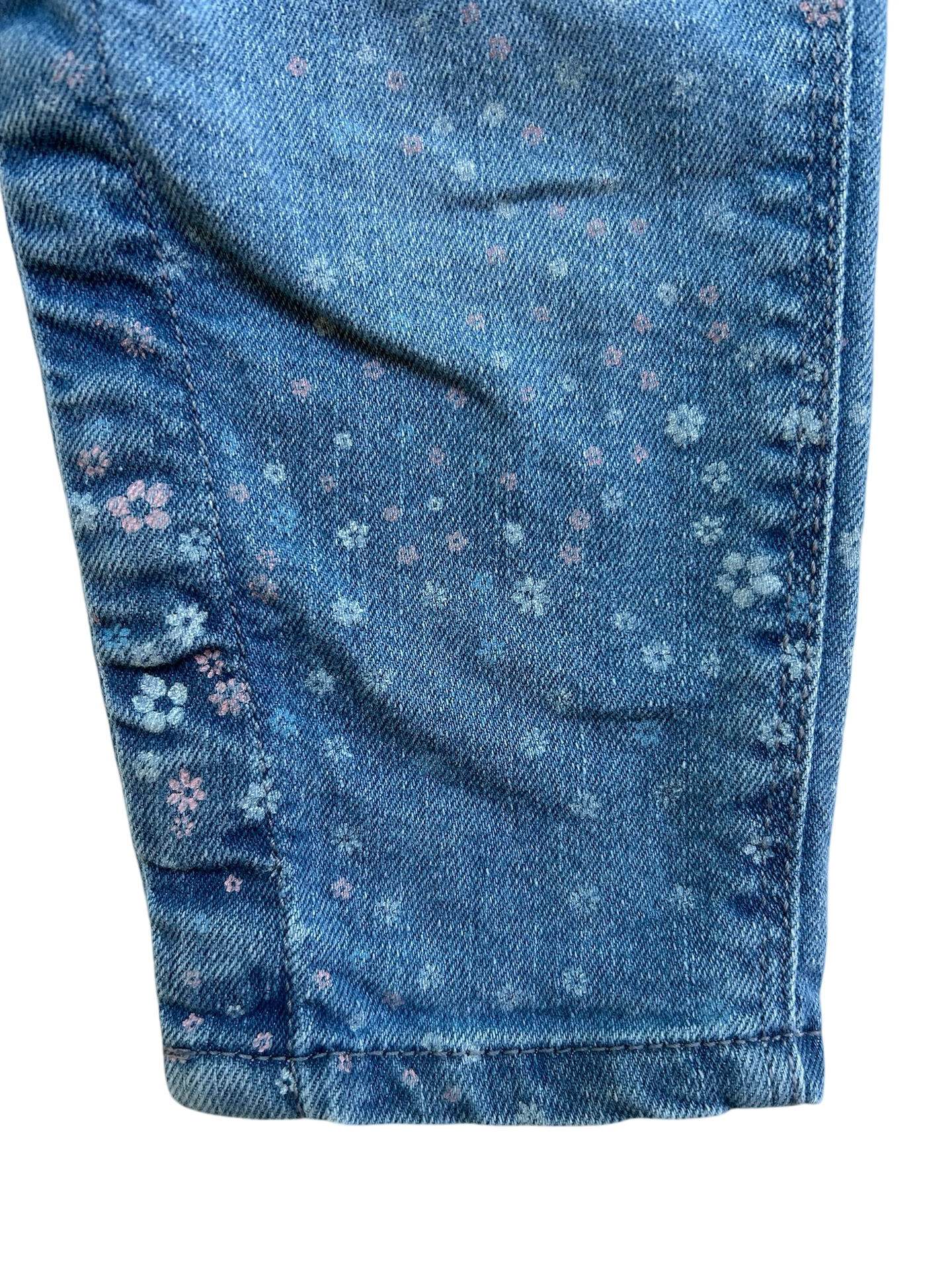 24M Oshkosh B’gosh Overall Demin With Flowers, Jean’s Toddler Girls, One Piece.