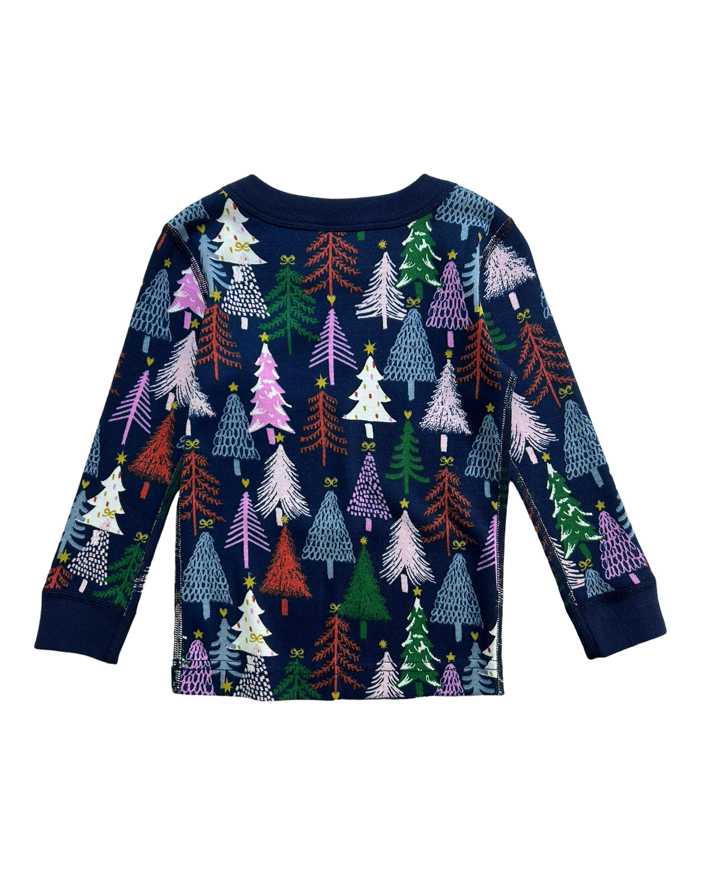 18-24M Baby Girl Hanna Andersson Long Sleeve Blue Colorful Christmas Tree PJs
