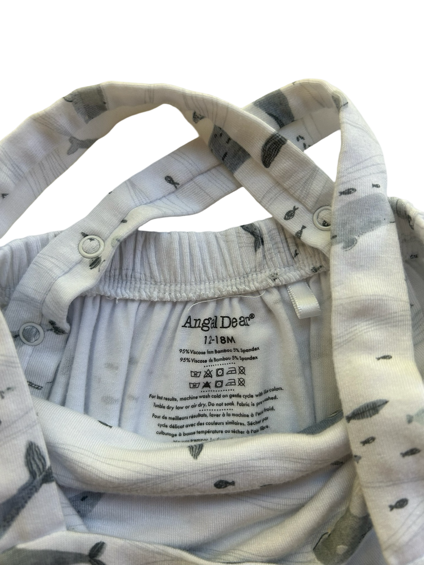 12M-18M Baby Boy Angel Dear Whale Bamboo Romper