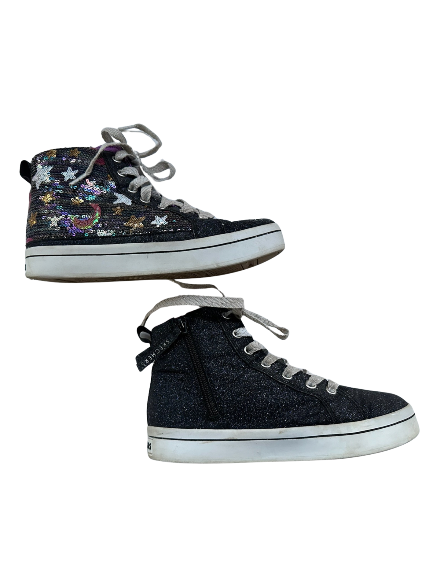 Sketchers Black Glitter Star & Moon Glitz High Top Shoes Big Kids Size 4.5Y