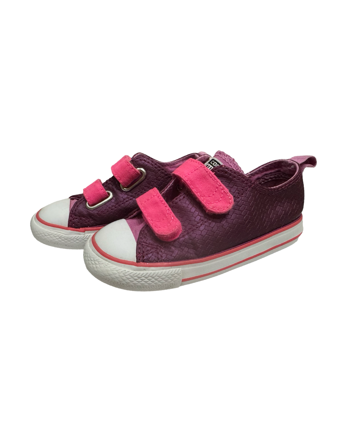 8C Toddler Girl Converse Purple / Pink Woven Shimmer Velcro Sneaker