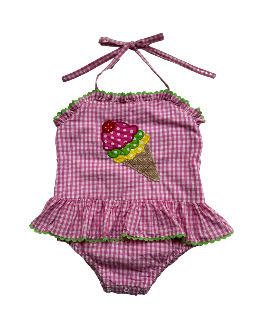 18M-24M Baby Girl Pink Seersucker Lil' Cactus Ice Cream Swim Suit