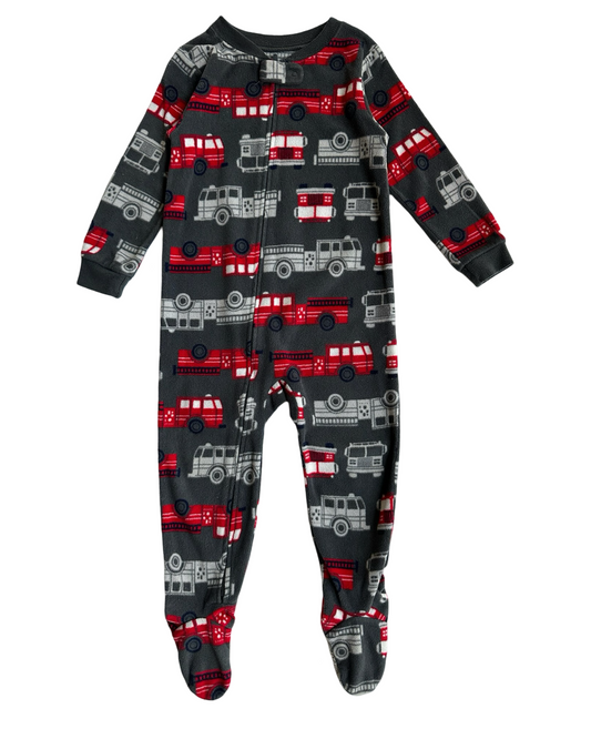24M Baby Boys Carters Fleece Fire Trucks 🚒 Footed PJs Sleeper.