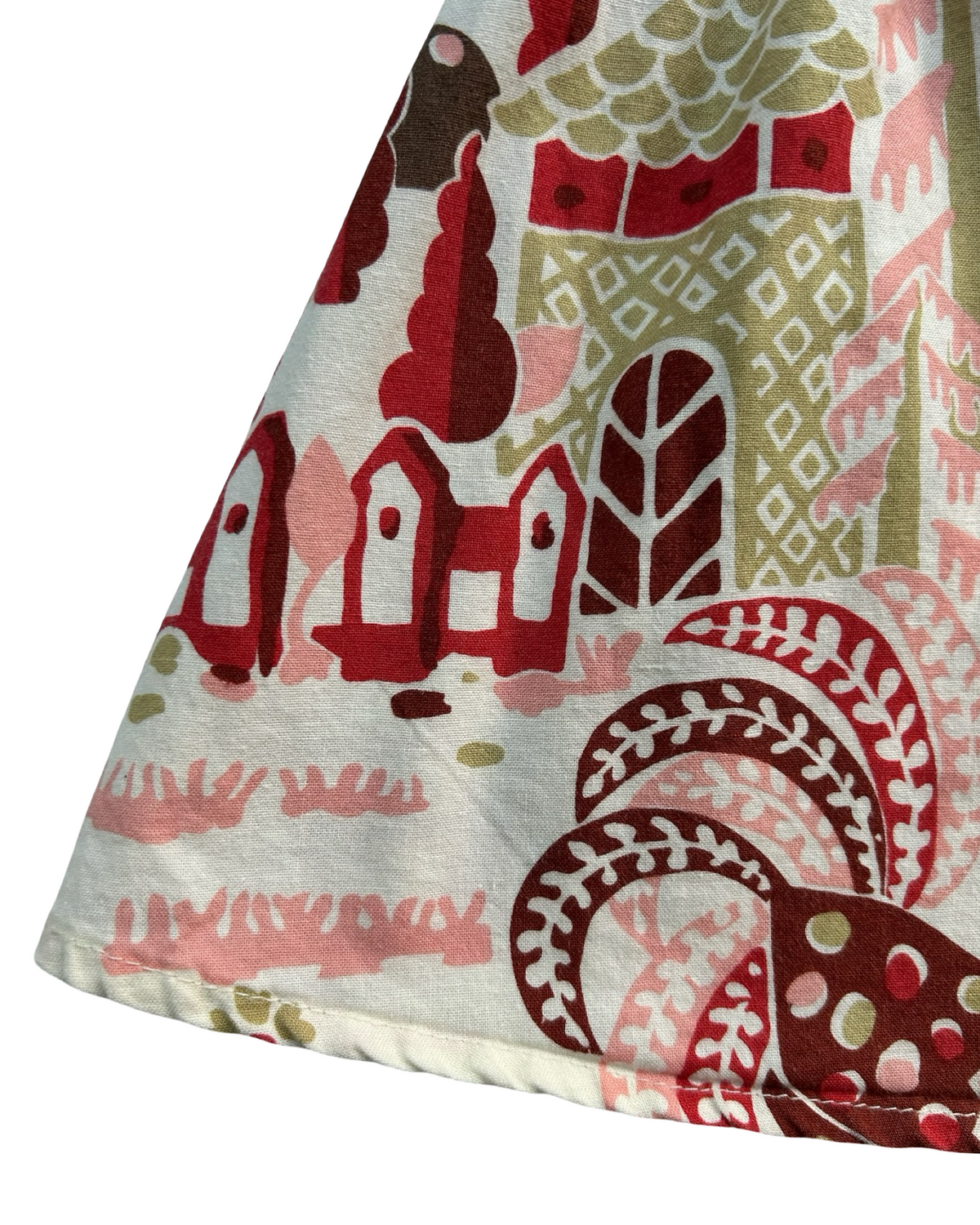 4T  Toddler Girls Misha Lulu With Elements Resembling Houses 🏠 , Mushrooms 🍄 , Trees 🌲 And A Button Detail At the Waist.