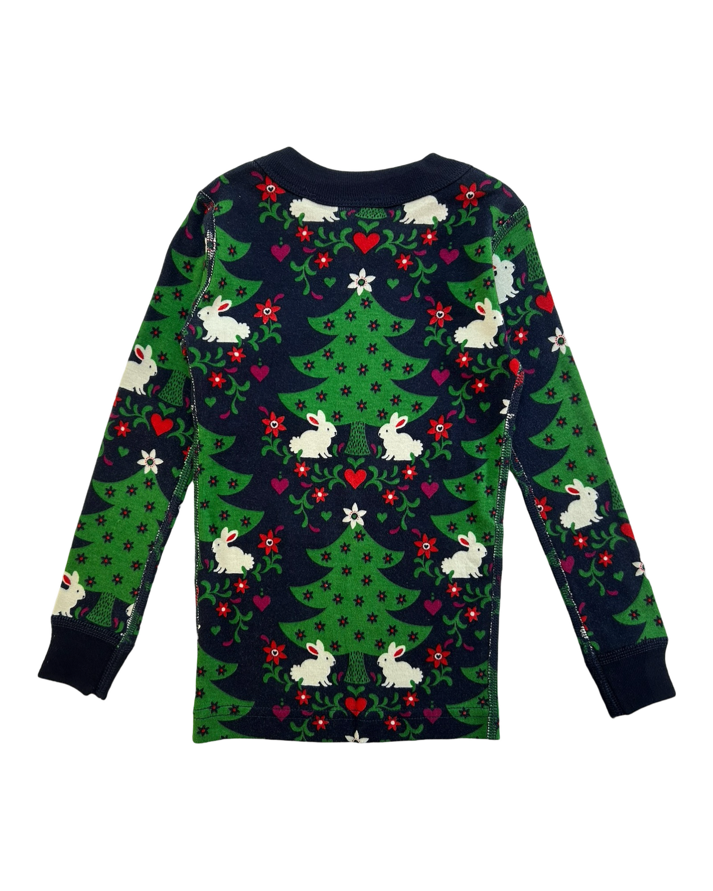 3T Hanna Andersson Toddler Girls Long Sleeve Christmas Tree Bunny Pajamas 2 Pieces Set, NWT