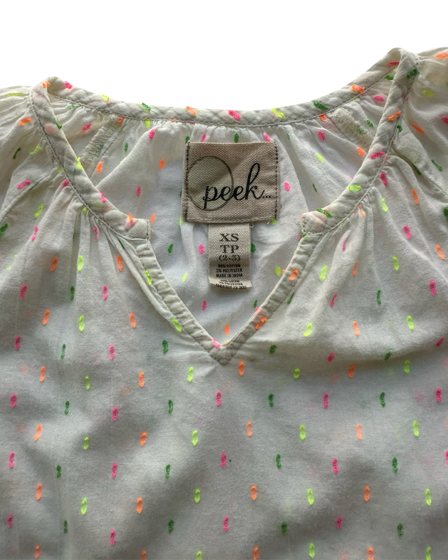 2T-3T XS Toddler Girls Peek Embroidered Tunic Top
