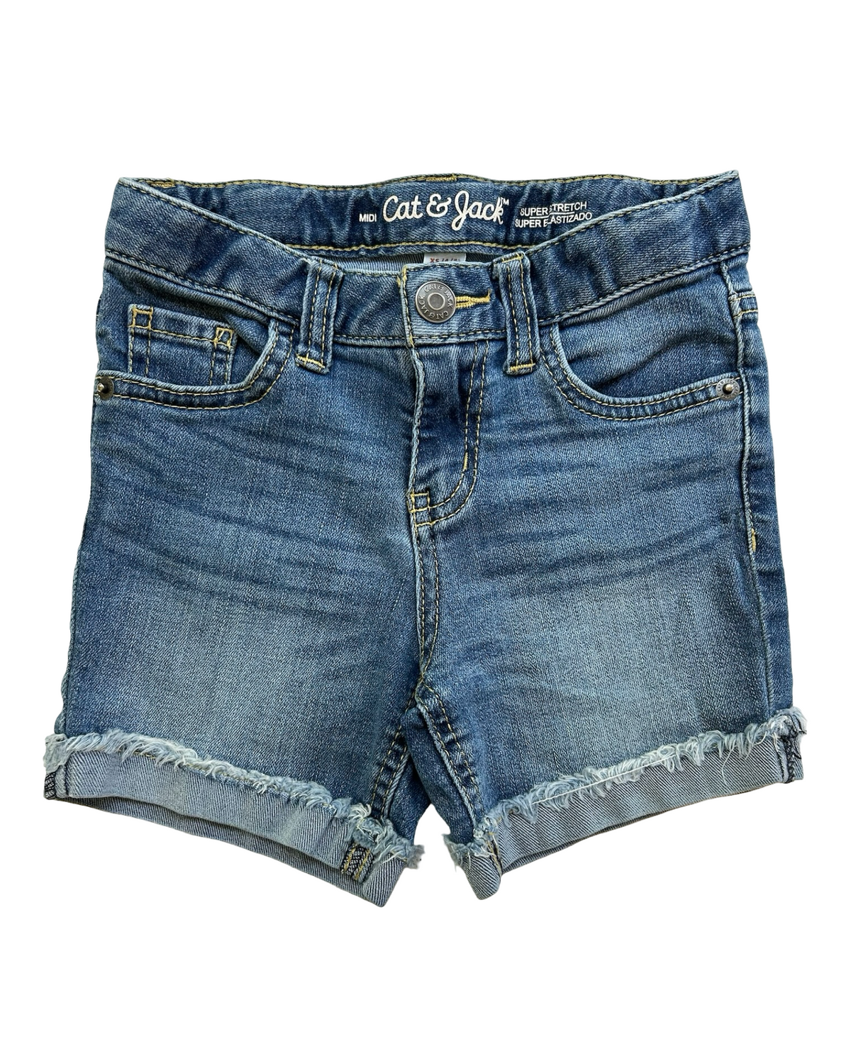 XS 4T -5T Toddler Girls Cat & Jack Denim Jean Shorts With adjustable Waist