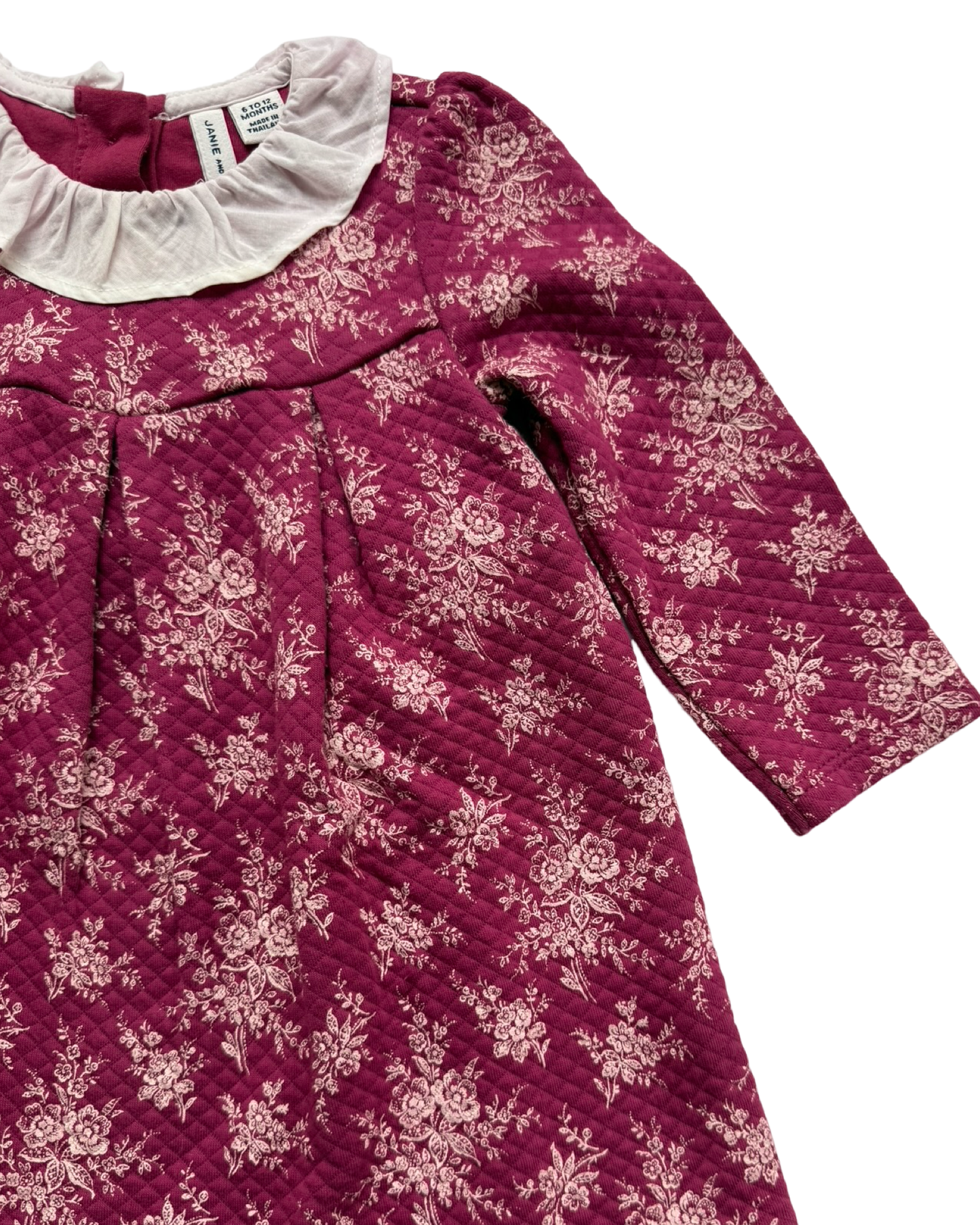 6M -12M Baby Girl Janie & Jack Quilted Floral Long Sleeve Dress