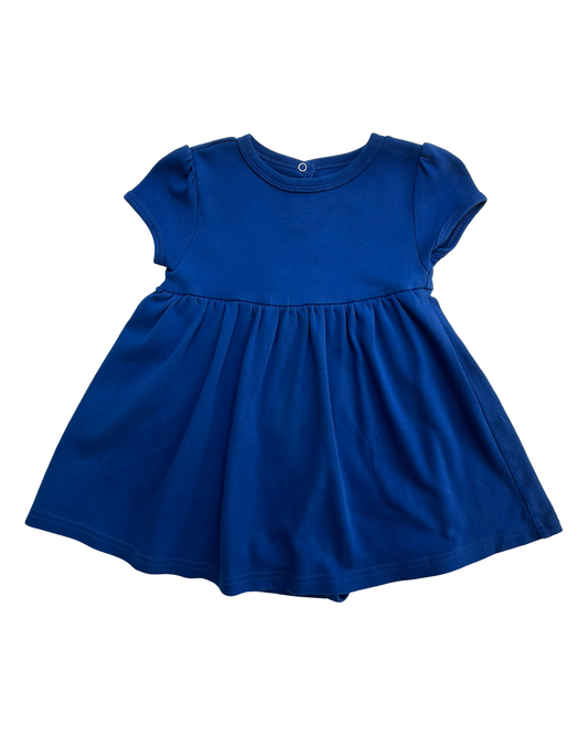 18M-24M Baby Girls Primary Blue Short Sleeve Integrated Bodysuit Dress One Piece