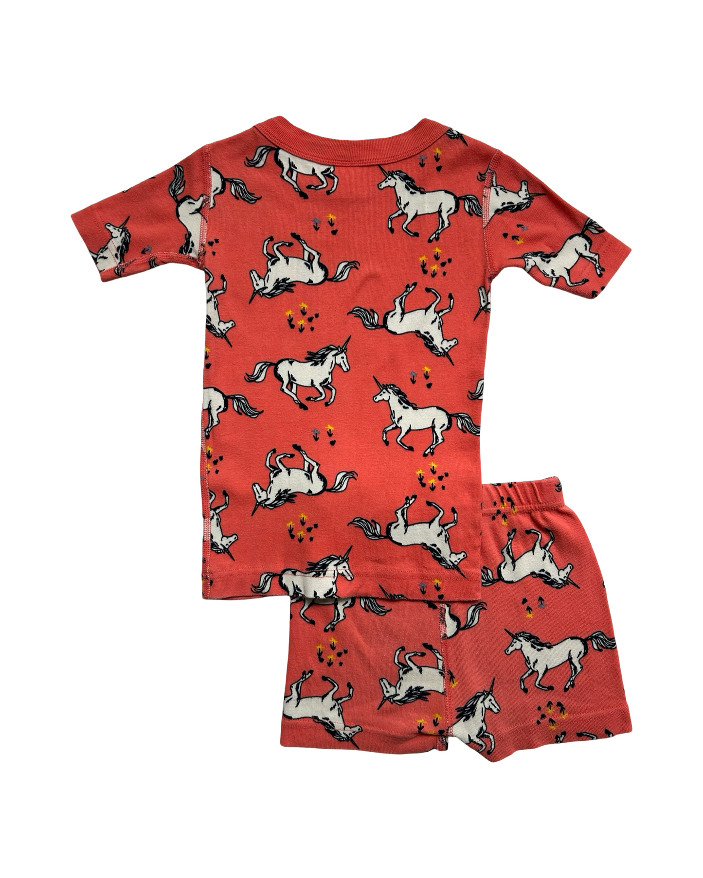 4T Toddlers Girls Hanna Andersson Short John’s Unicorns 🦄 PJs Set 2 Piece Organic Cotton