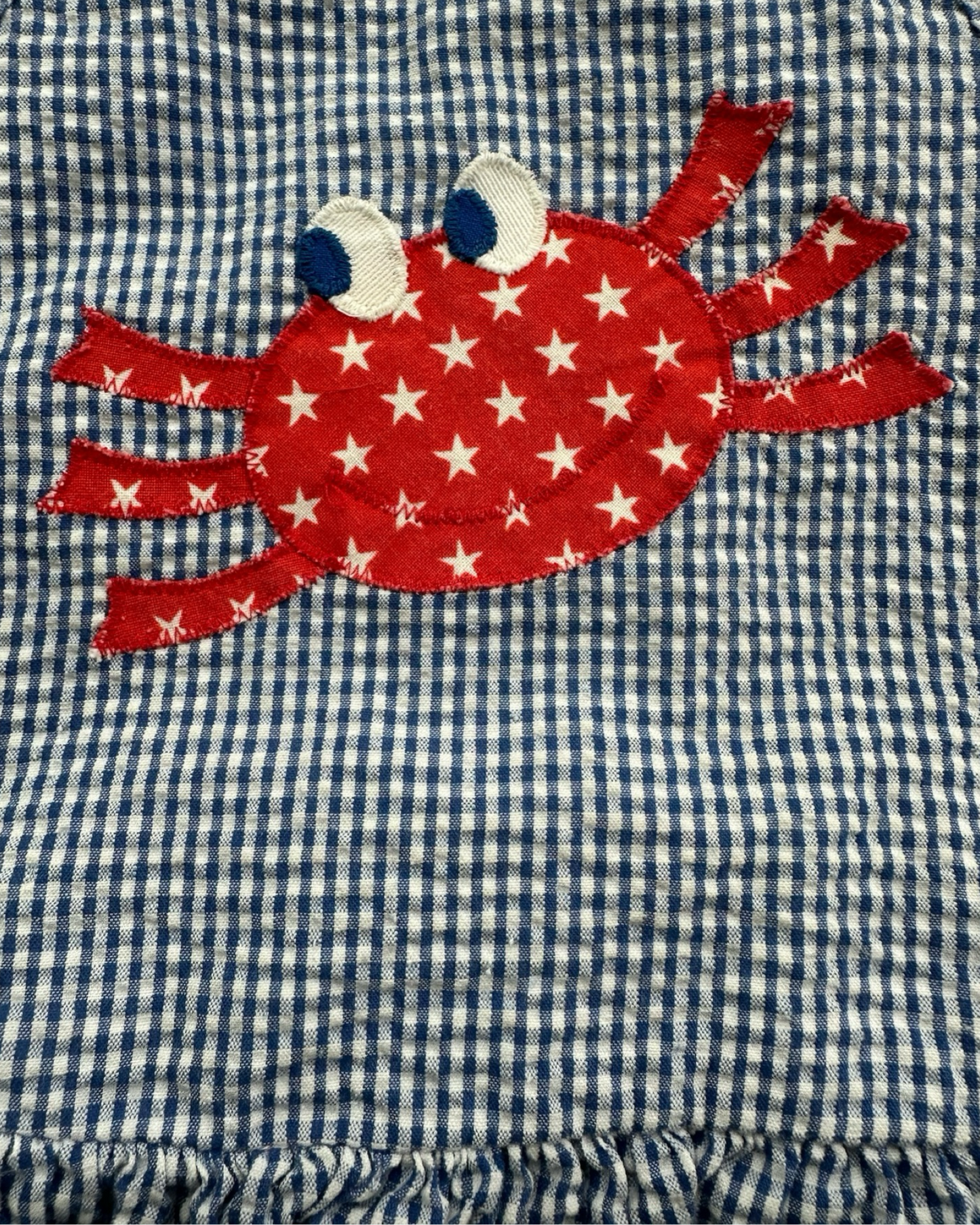 2T Toddler Girl Funtasia! Too.. Blue Gingham Seersucker American Crab One Piece Swim Sun Suit