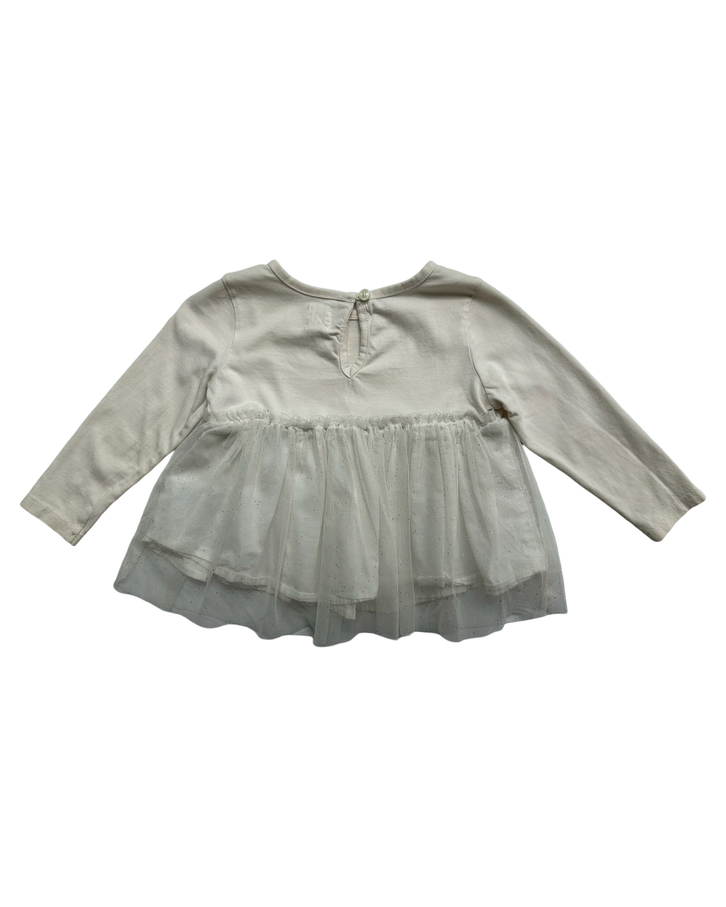 18M-24M Baby Girl Baby Gap White Long Sleeve Tulle Bottom Top