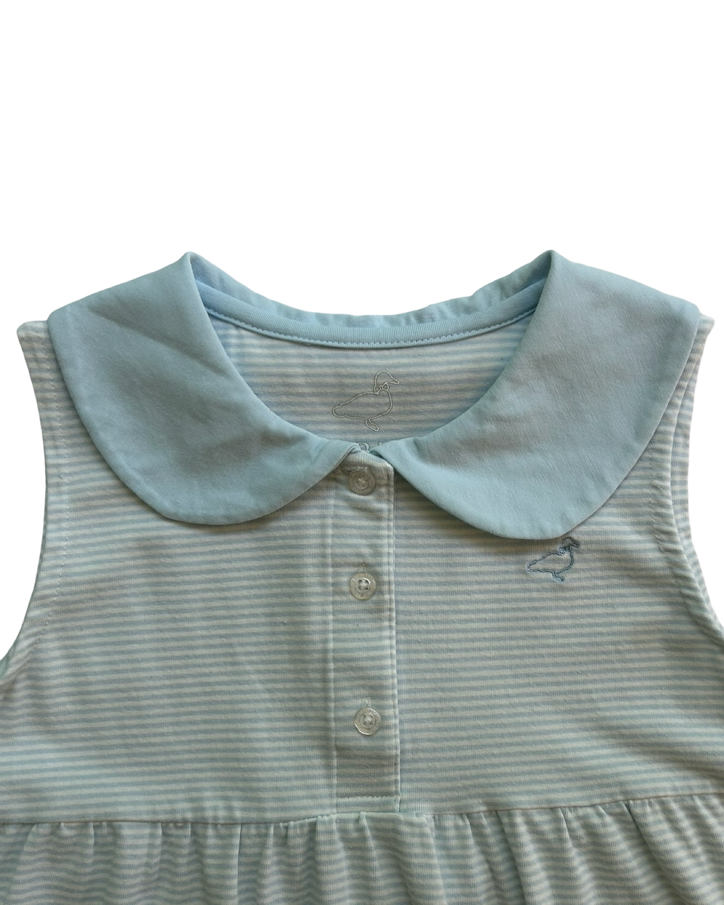 YS 8Y (Small) Youth Girls Properly Tied Power Light Blue Striped Jackson Sleeveless Dress.