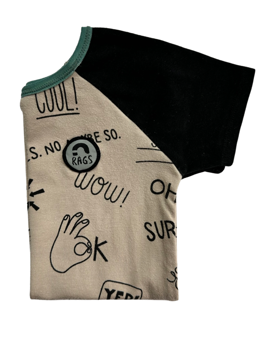 18-24M Baby Boy RAGS to Raches Positive Cool Yes Word Graffiti Shortie Romper