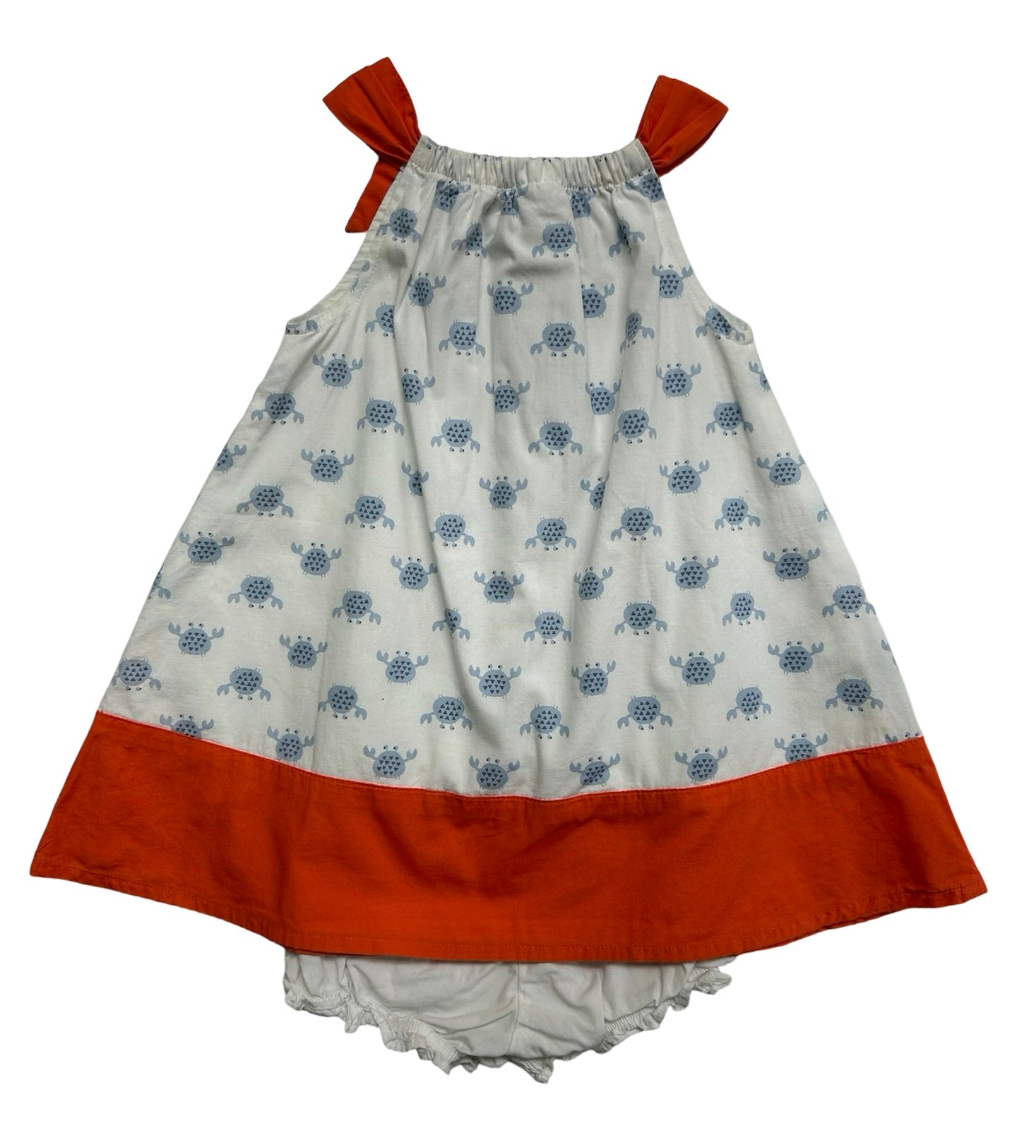 6M-12M Baby Girls Gymboree Cute On The Coast Crabs 🦀🦀🦀🦀 Dress / Diaper Cover 2 Pieces Set.