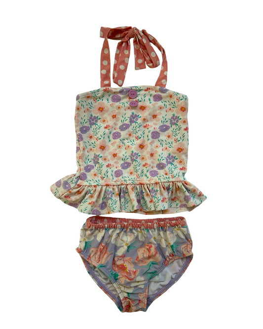 6T-7T Toddler Girls Eleanor Floral Tankini Swimsuit 2 Piece Set.