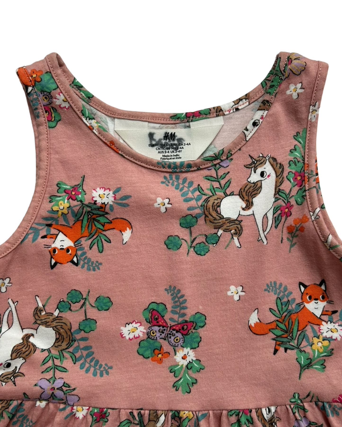 3T / 4T Toddler Girl H&M Dusty Rose Pink Unicorn Tank Dress