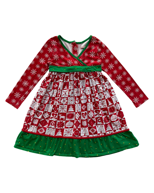 7T Toddler Girl Jelly The Pug Christmas Long Sleeve Dress