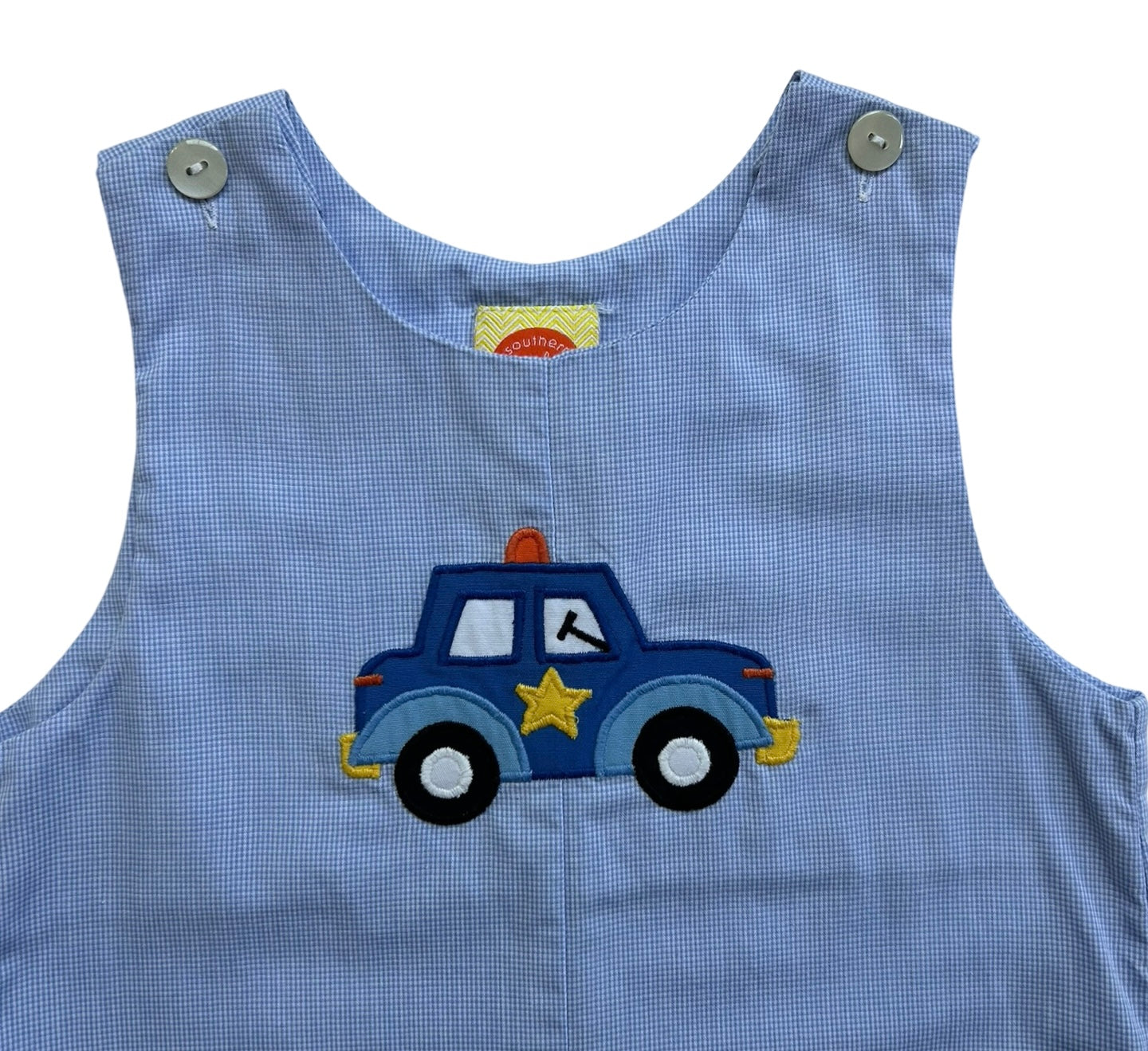 24M Baby Boys Southern Sunshine Police Royal Gingham Long-all Romper.