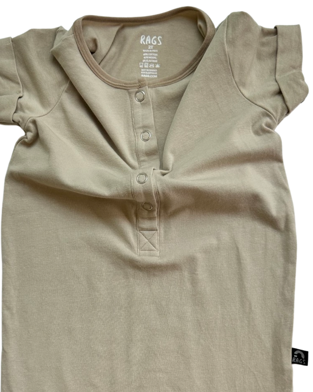 2T Toddler Boy / Girl Tan Sand RAGS to Raches Essentials Shortie Romper