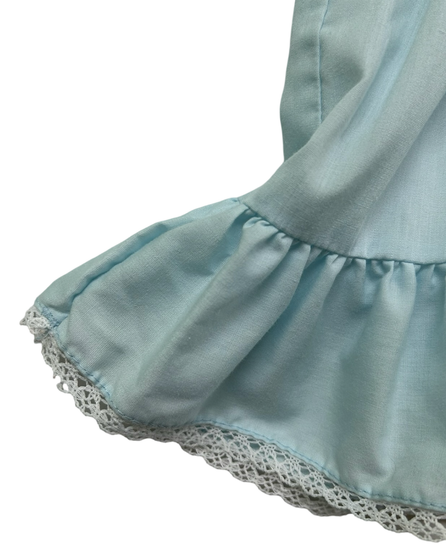 6M-12M Baby Girl Vintage Polly Flinders Blue Hand Smocked Dress.