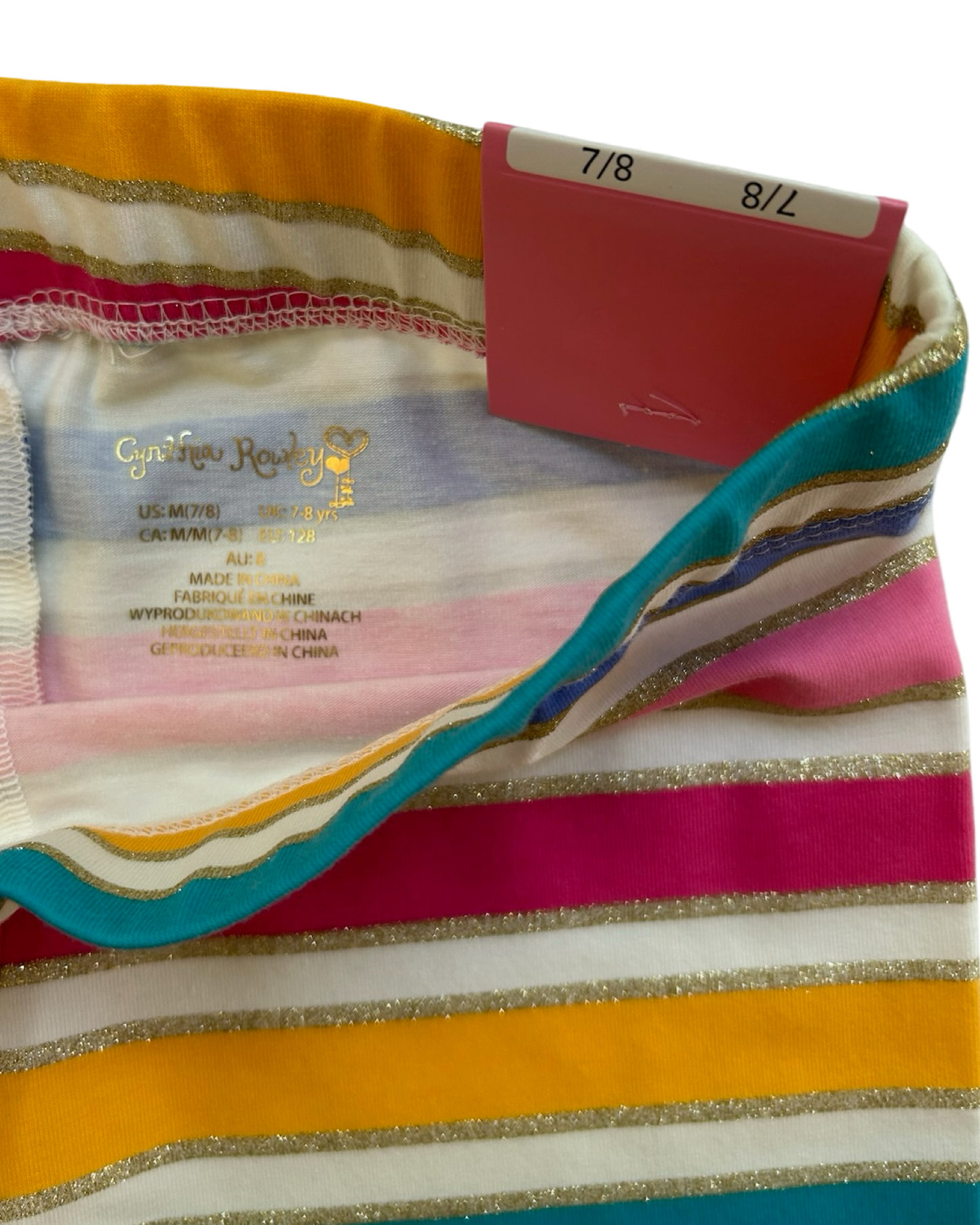 7-8T Toddler Girls Cynthia Rowley Striped  Design Leggings Colorful With NWT.