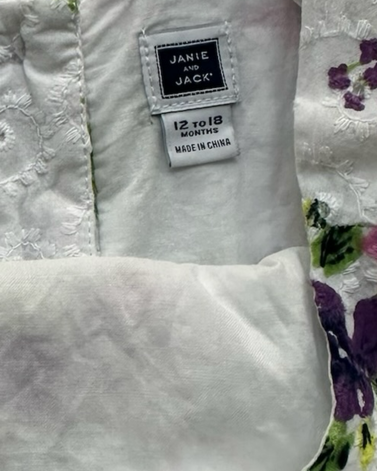 12M-18M Baby Girl Janie & Jack Embroidered Floral Sleeveless Eyelets Dress