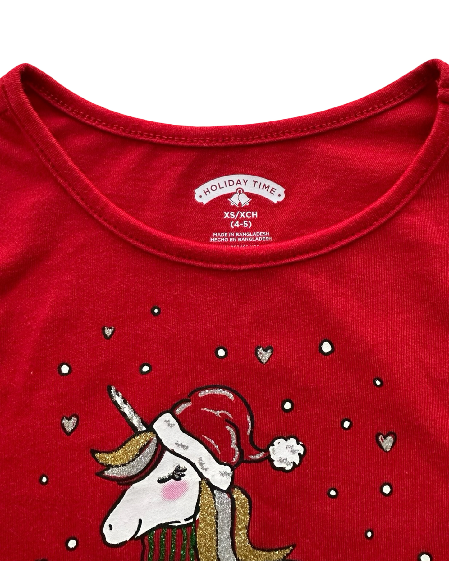 XS 4T-5T Toddler Girl Holiday Time Christmas Unicorn Sweatshirt Knit Top