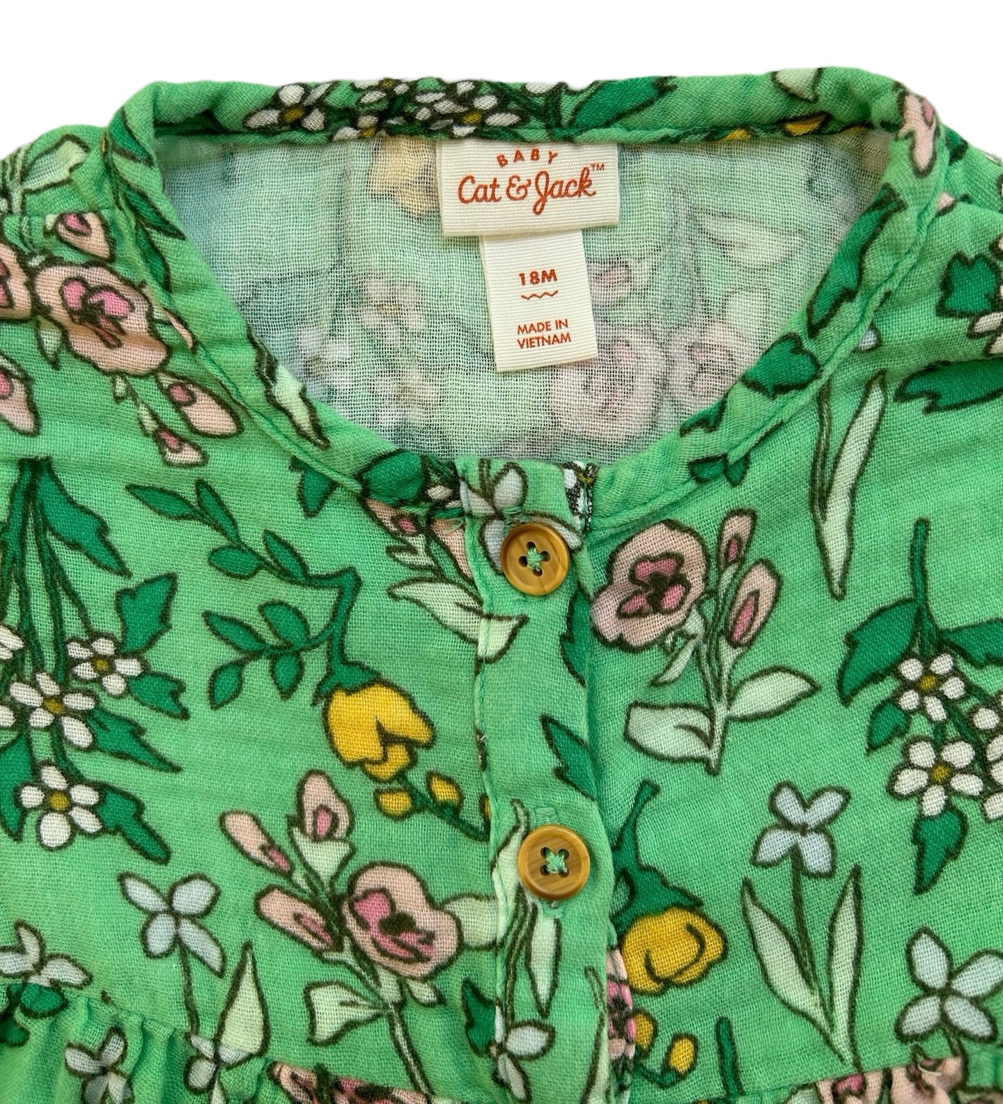 18M Baby Girl’s Cat & Jack Green Long Sleeve Floral Dress