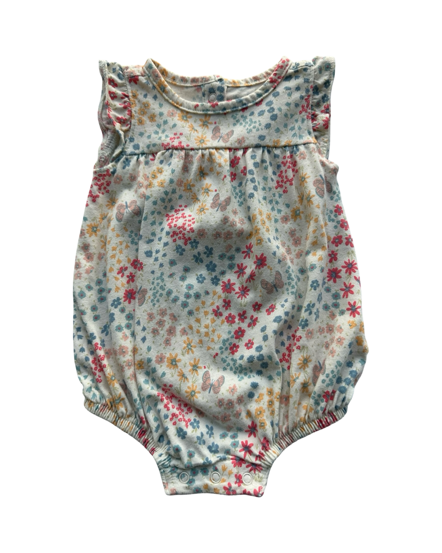 0-3M Baby Girl Old Navy Floral / Butterfly 🦋 Bubble Onesie