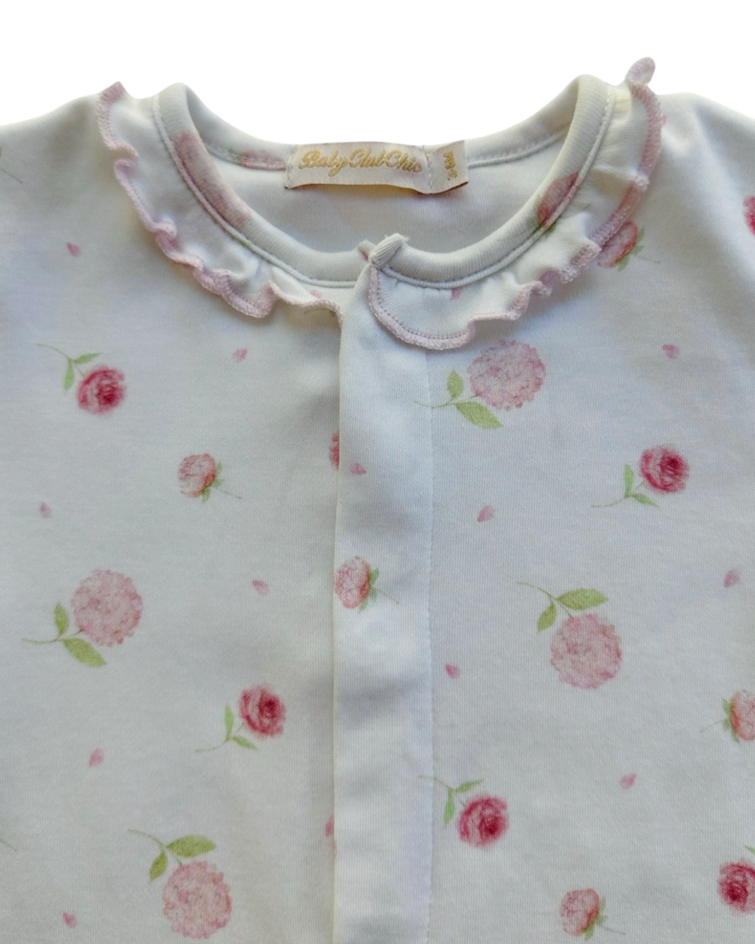 3-6M Baby Girl Baby Club Chic Pink Peony Pima Cotton Convertible Gown / Sleeper