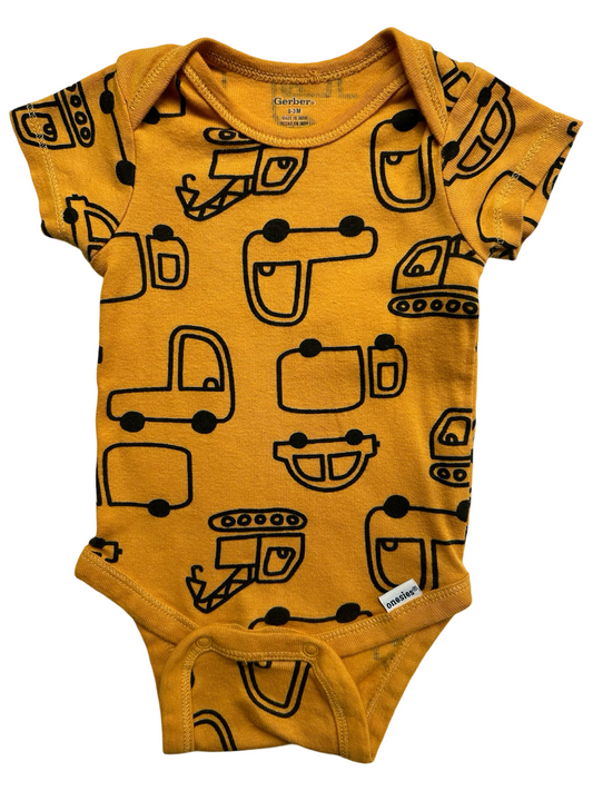 0-3M Baby Boys Gerber Construction Short Sleeve Onesies Bodysuit.