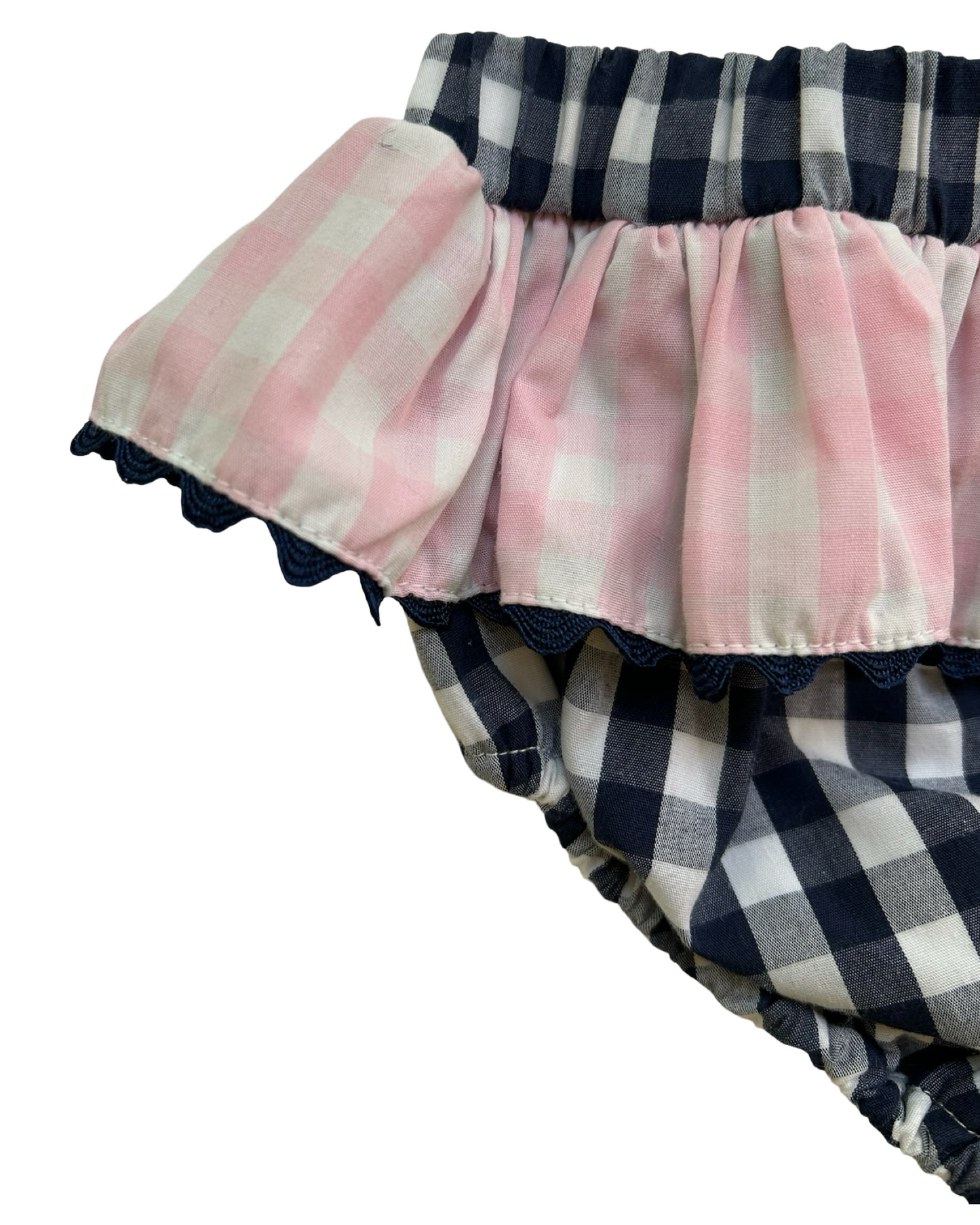6T Toddlers Girls Shrimp & Grits Smocked And Gingham Pattern Swimsuit Two Pieces Set