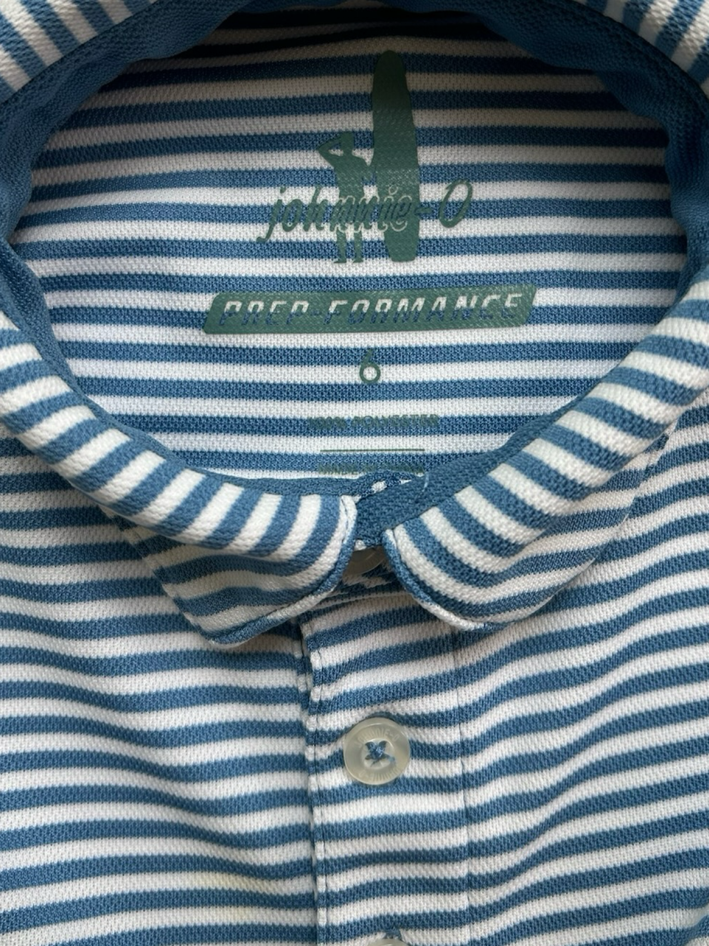 6Y Youth Boys Johnnie O Prep Formance Striped Polo Shirt.