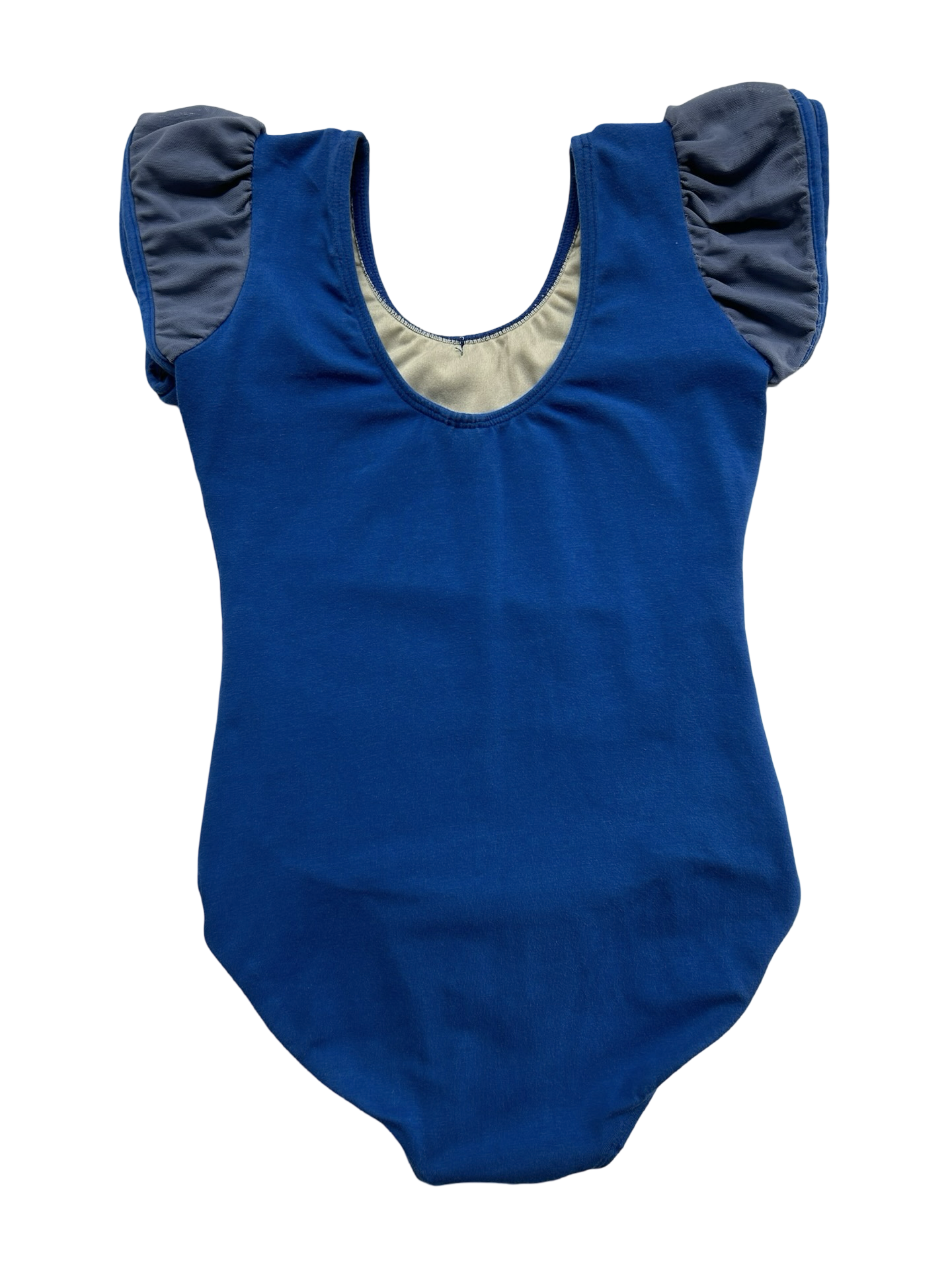 6 Youth Girls Dancina Royal Blue Dance Leotard w/ Flutter Sleeves