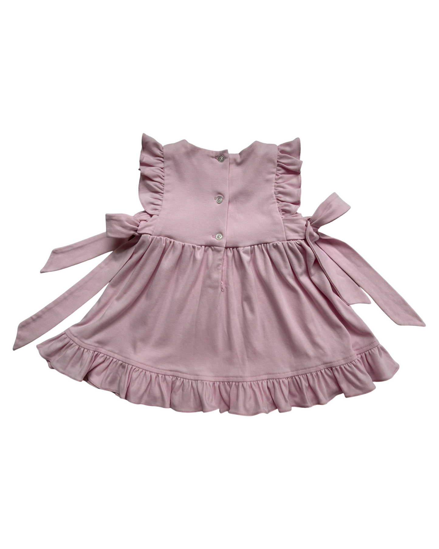 12M Baby Girls Shower Me With Love Ruffles Sleeveless Pleated Dress Bow.