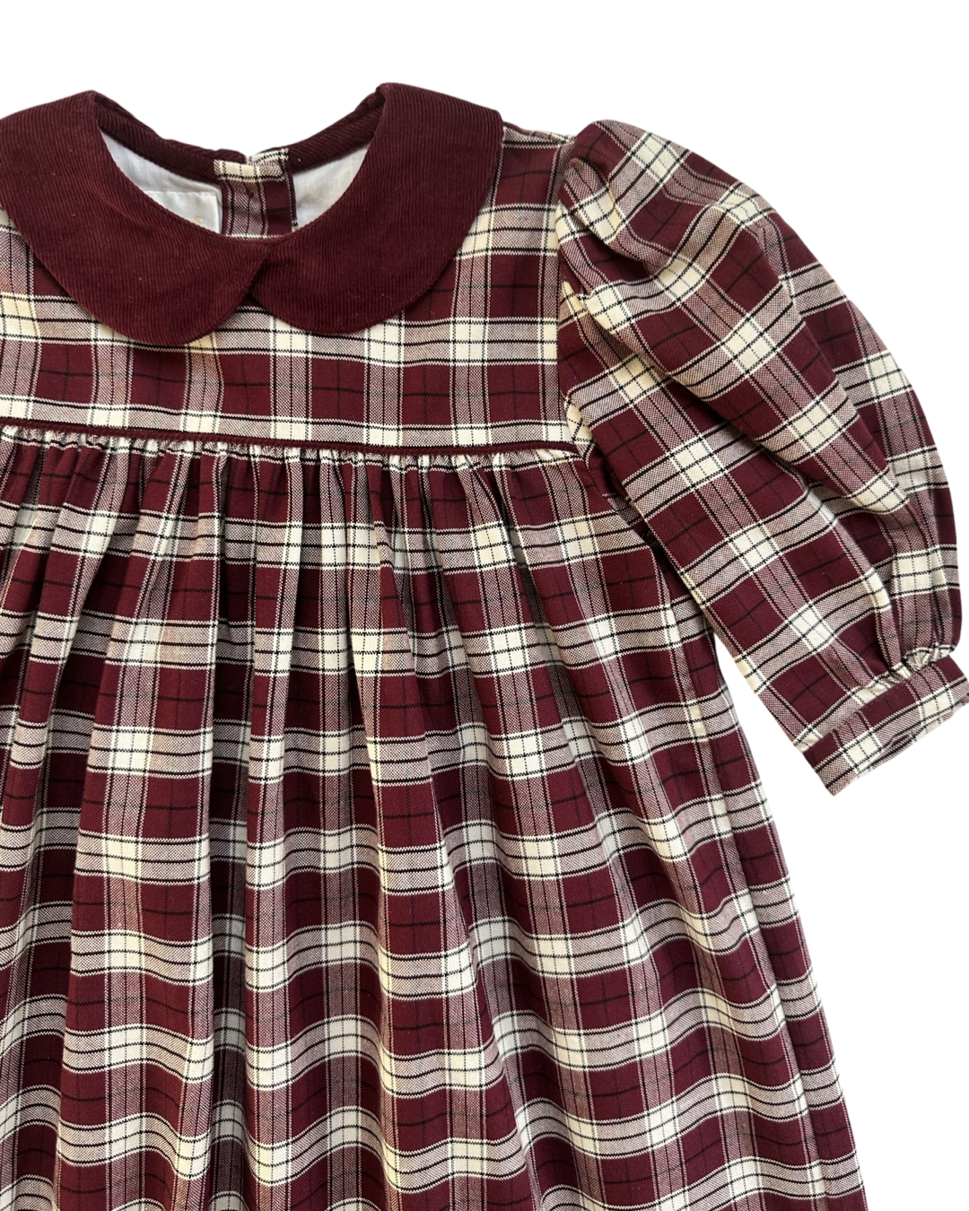 6M Baby Girl Classic Strasburg Maroon Plaid Peter Pan Collar Fall / Winter Dress