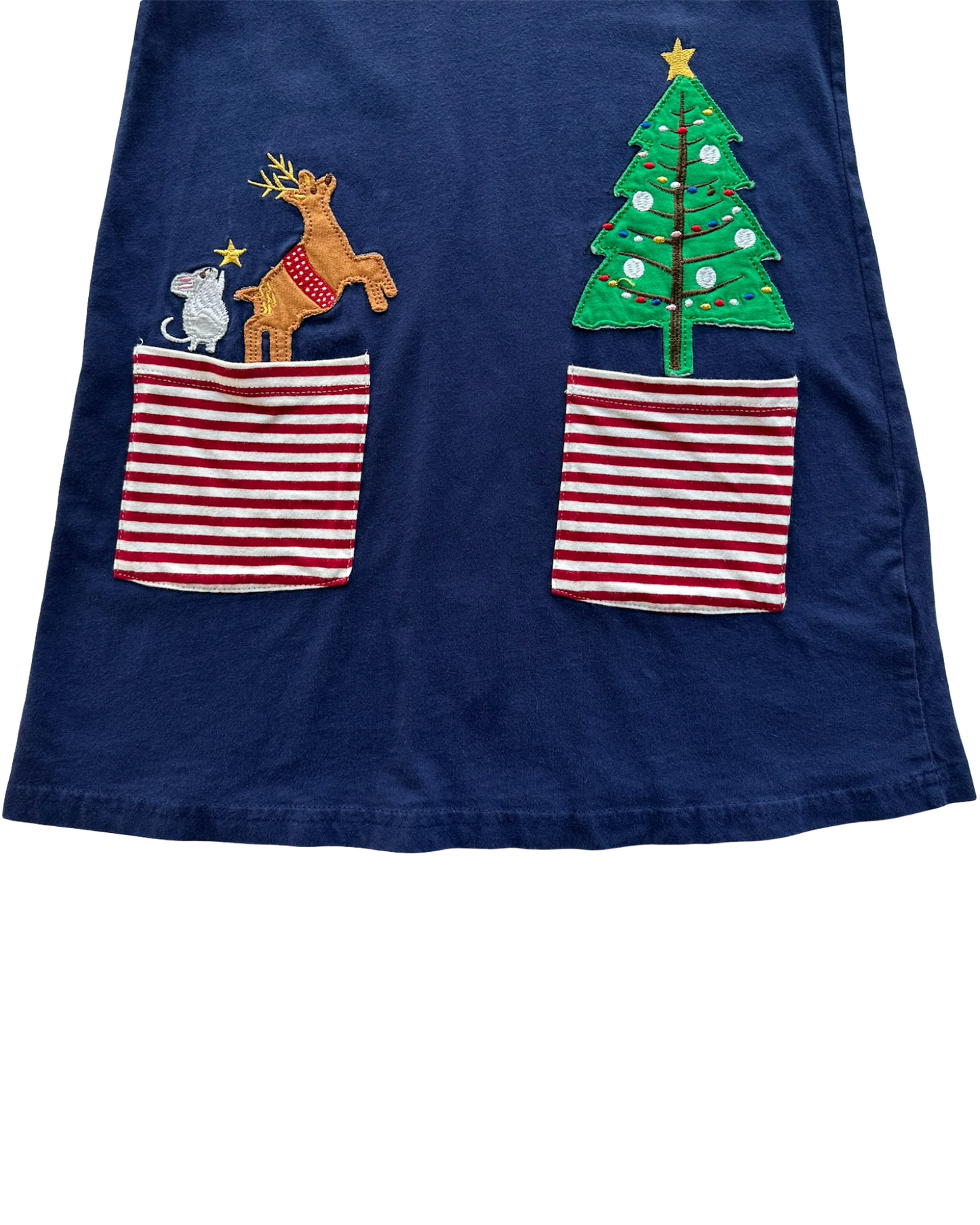 6T Toddler Girls Striped Long Sleeve Christmas Tree Dress