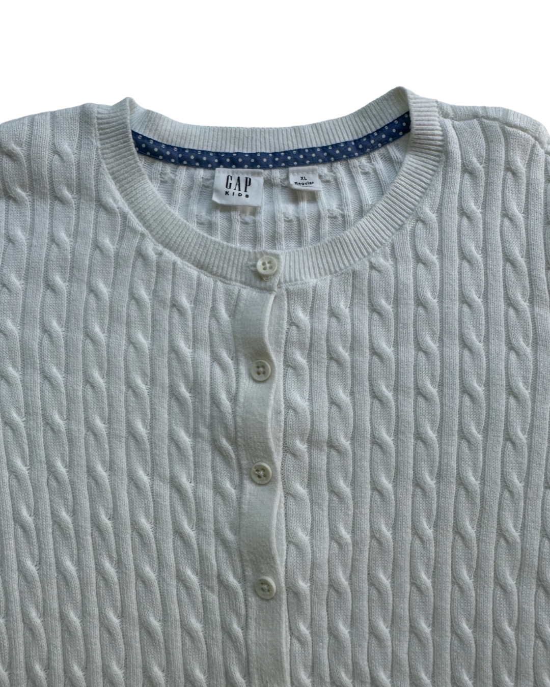 Youth Girls Size XL 12/13 Gap Kids White Cable Knit Cardigan