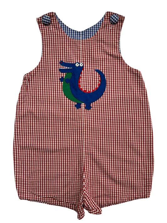 3T Toddler Boys Beaux Et Belles Gingham Alligator 🐊 🐊🐊John John Romper.