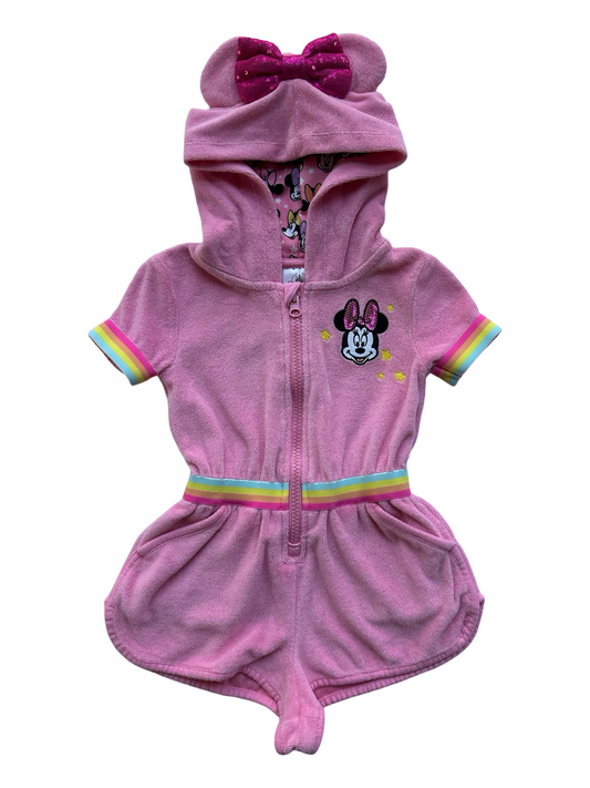 2T Toddler Girls Disney Minnie Mouse Swim Cover Up Romper Hoodie